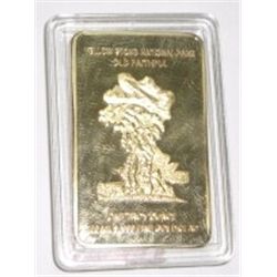 1 TROY oz GOLD CLAD BAR .999 FINE CLAD 100 MILS *RARE AMERICAN BISON/YELLOWSTONE PARK* !!