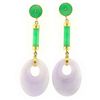 Image 1 : NATURAL GREEN LAVENDER MIX JADE EARRINGS