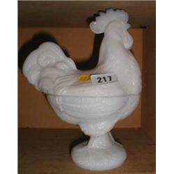 A white Pyrex cockerel