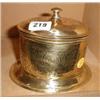 A c1900 oval brass Eastern tea caddy with etched decoration