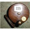A c1900 wood and brass fishing reel