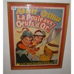 A c1940's Abbot and Costello framed and glazed advertising poster