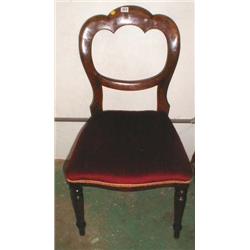 A Victorian upholstered balloon backed dining chair