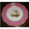Image 1 : Three C19th Davenport Longport plates with pink borders and scenes to centre