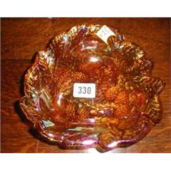 A c1900 Carnival glass style lustreware bowl with blackberry decoration