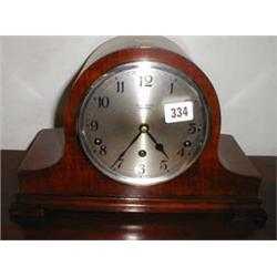 A c1930's oak cased mantel clock by W J Dunstan of Camborne