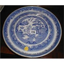 A late C19th P W and Co Willow pattern cake stand