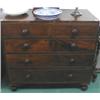 Image 1 : An early C19th flame mahogany two over three graduated chest of drawers