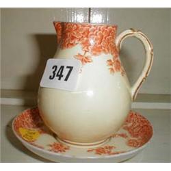 A C19th Royal Worcester cream jug on stand in cream and orange