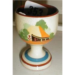 A Torquay pottery egg cup "Laid today" Cockington