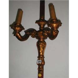 A c1920's gilt and wood electric wall bracket