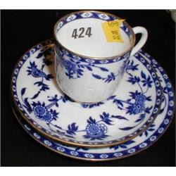 A Minton C19th blue and white trio  Delft  pattern