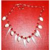 Image 1 : A c1930's cranberry and white glass necklace