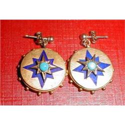 A Victorian gold and turquoise earrings