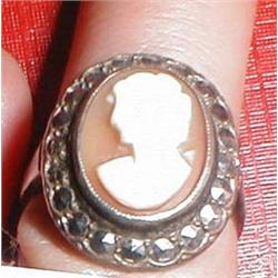 A Cameo and cut steel ring