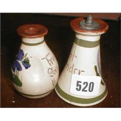 Two Torquay Pottery scent bottles "True Cornish Violets" and "Sweet Lavender"