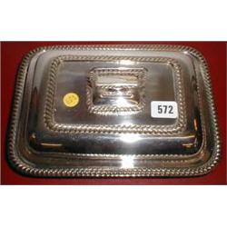 A C19th silver plated lidded serving dish