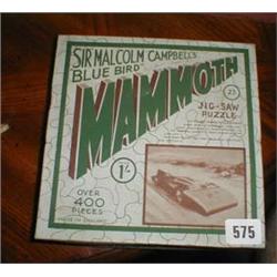 A "Sir Malcolm Campbell Blue Bird" jig-saw puzzle by Mammoth complete with original box and postcard