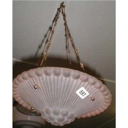 A c1930's frosted pink glass hanging shade