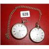 Image 1 : A silver pocket watch with curb chain together with two others