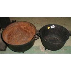 Two C19th cast iron pots