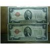 Image 1 : 1928-D & 28-E TWO DOLLAR US NOTES RED SEALS