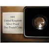 Image 1 : 1991 UNITED KINGDOM SILVER PROOF 1 POUND COIN
