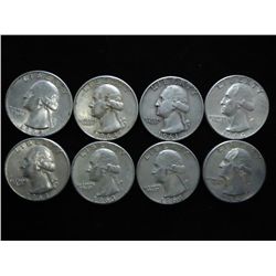 8 ASSORTED WASHINGTON SILVER QUARTERS