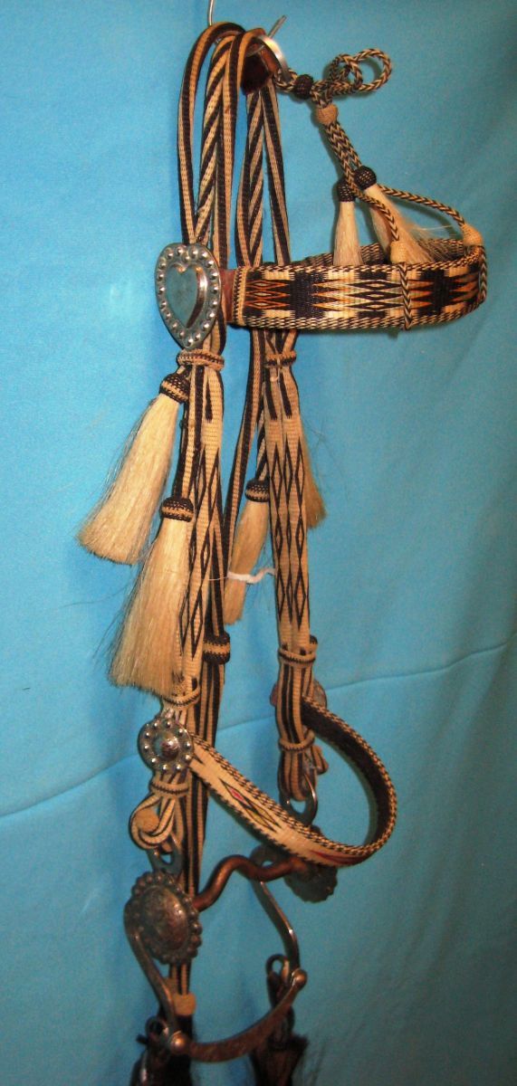 Horse hair bridle, Prison made, w/ sterling silver bit