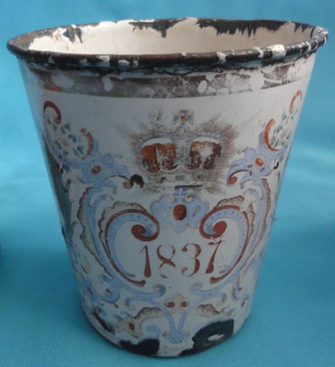 Personal items of Teddy Blue Abbott 1) Enamel sugar bowl with lid. 2