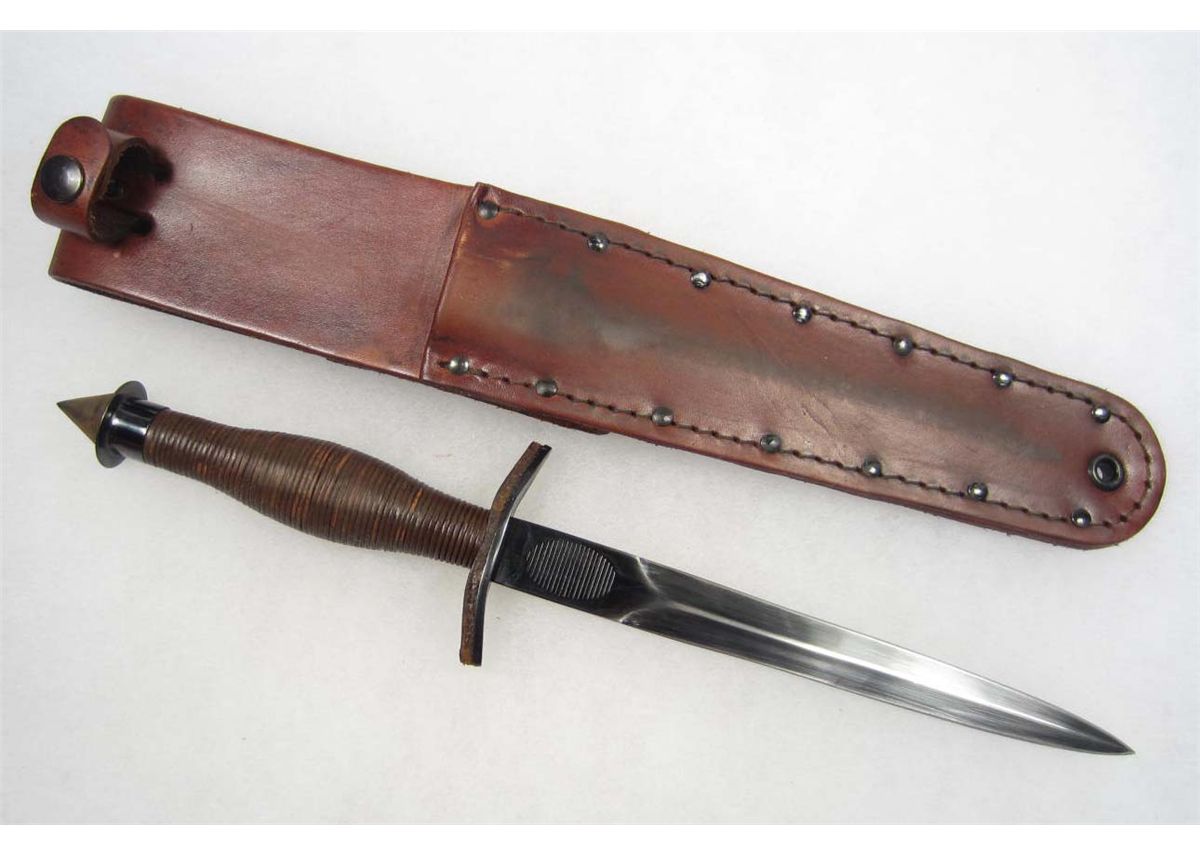 RARE US ARMY FIRST SPECIAL SERVICE FORCE V42 COMBAT KNIFE W/ SCABBARD