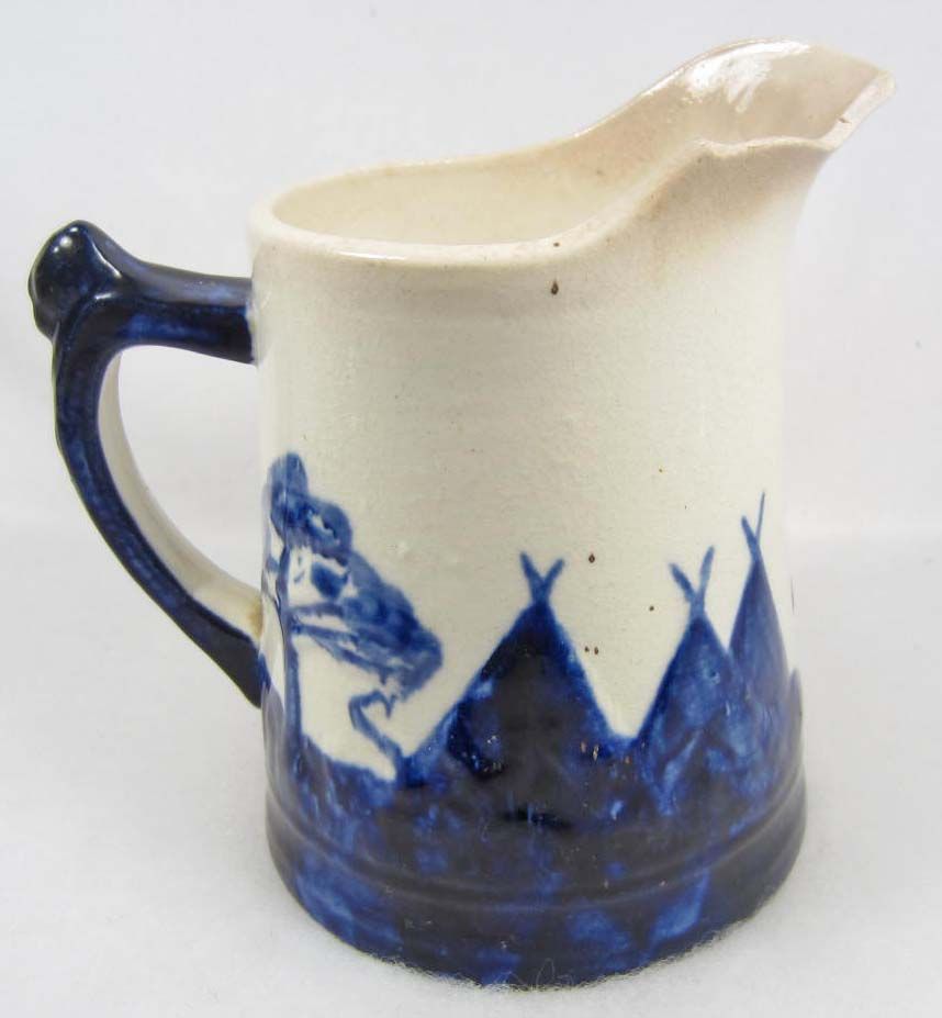 ANTIQUE WESTERN STONEWARE SLEEPY EYE INDIAN PITCHER