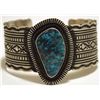 Image 1 : Navajo Spider Web Kingman Turquoise Sterling Silver Cuff Bracelet - Harold Joe