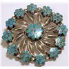 Image 1 : Old Pawn Zuni Turquoise Sterling Silver Flower Pendant & Pin - VM Dishta