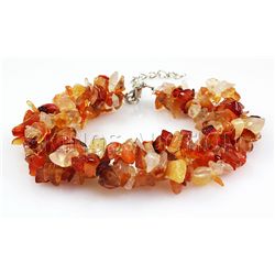 196.20CTW 7in. CARNELIAN CHIPPED STONE BRACELET METAL L