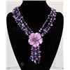 Image 1 : 513.23CTW FOUR ROWS CHIPPED AMETHYST BEADS NECKLACE