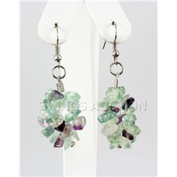 59.80CTW 2in. PURPLE GREEN CHIPPED STONE HOOK EARRING