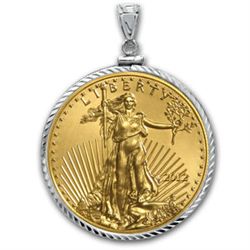 2012 1 oz Gold Eagle White Gold Pendant (Diamond-ScrewT