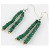 Image 2 : 24.57ct 2 Row Faceted Emerald Silver Hook Earring