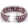 Image 3 : Ruby Bangle Bracelet 92.5 Sterling Silver 54 Grams Diam