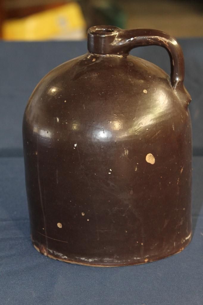 Primitive Brown Stoneware Whiskey Jug