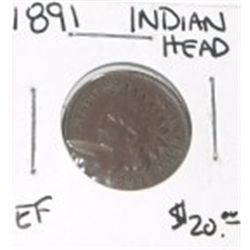 1891 INDIAN HEAD PENNY RED BOOK VALUE IS $20.00 *RARE EXTRA FINE GRADE*!!