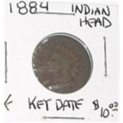 1884 INDIAN HEAD PENNY RED BOOK VALUE IS $10.00 *RARE FINE GRADE*!!