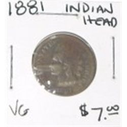 1881 INDIAN HEAD PENNY RED BOOK VALUE IS $7.00 *VERY GOOD GRADE*!!