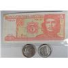 Image 1 : BTW and Columbus half $  XF/AU also a 3 peso CUBA CHE GUEVERA note