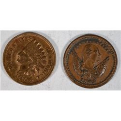 1863 civil War Patriotic token UNATTRIBUTED a GEO WASHINGTON XF