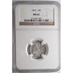 1876 Seated Liberty  dime  NGC62