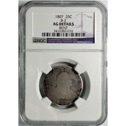 1807 Bust quarter  B-2  NGC AG bent  good GS = $400