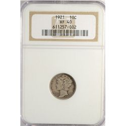 1921 MERCURY DIME NGC XF40