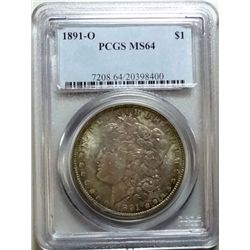 1891-O MORGAN DOLLAR PCGS MS-64 ORIGINAL TONE